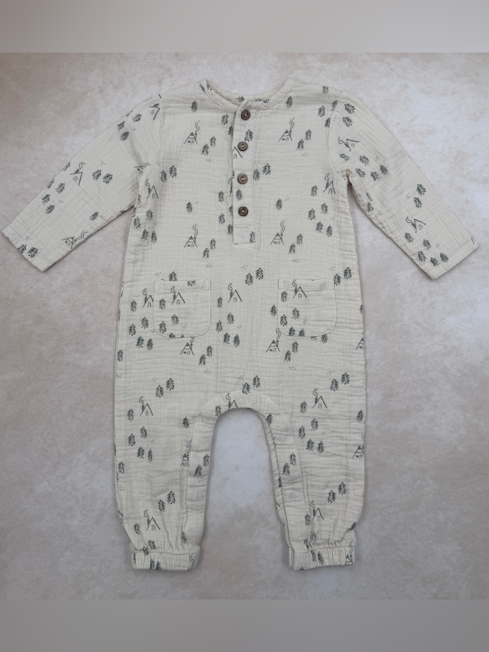 Rylee + Cru Cream Muslin Trees Romper